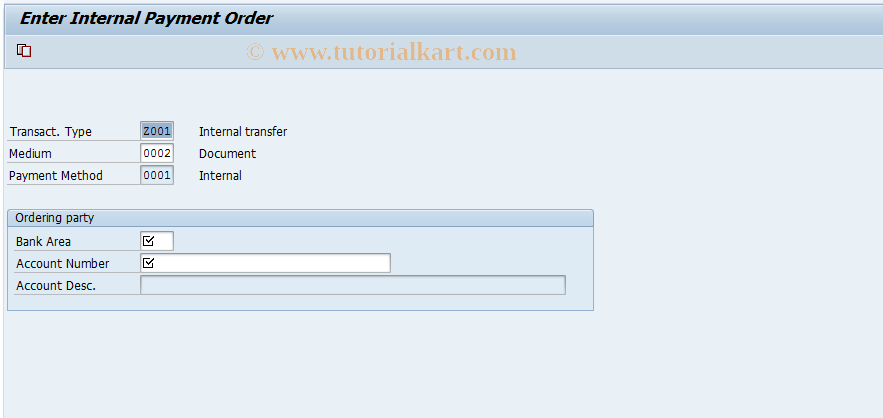 SAP TCode F9I2 - Create Payment Order - Internal