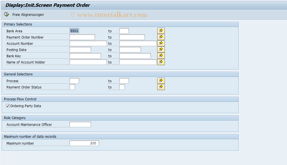 SAP TCode F9I3 - Display Payment Order