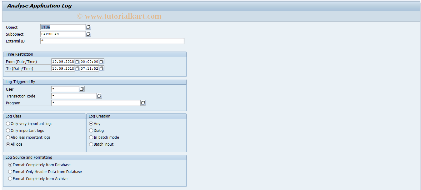 SAP TCode F9IVPLAN - Planned Orders - Application Log