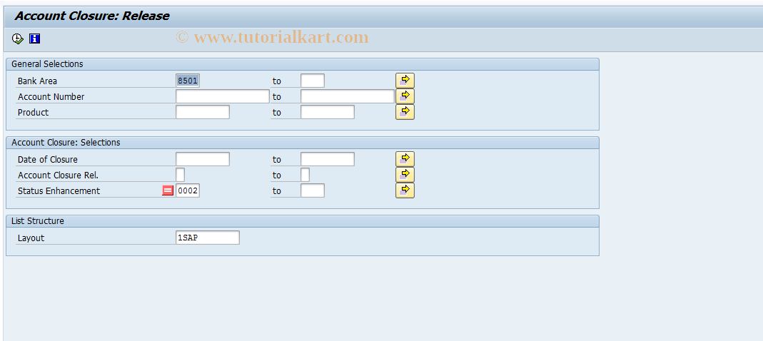 SAP TCode F9KAC - Release Account Closure