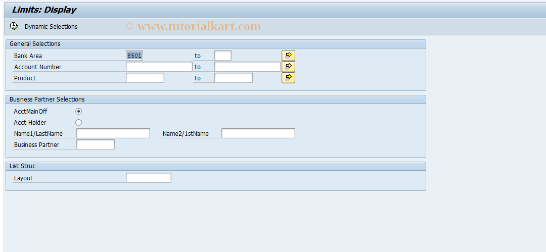 SAP TCode F9KGDISP - Limit Overview