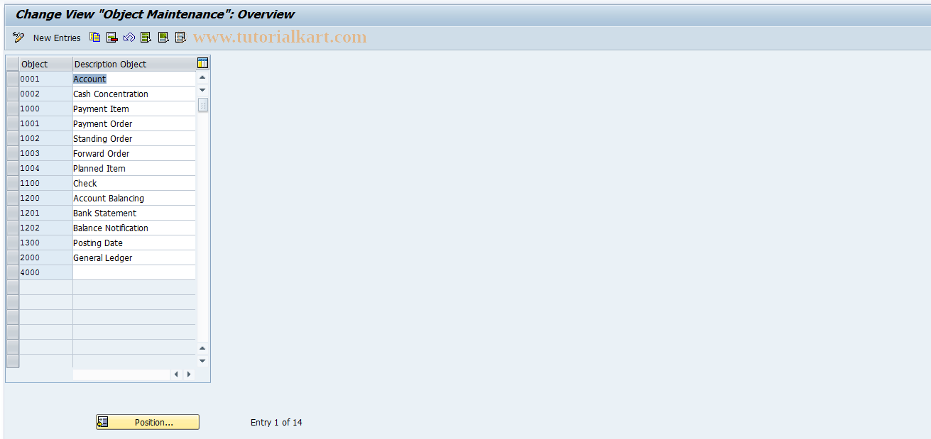 SAP TCode F9MOBJECT - Table Maintenance Objects