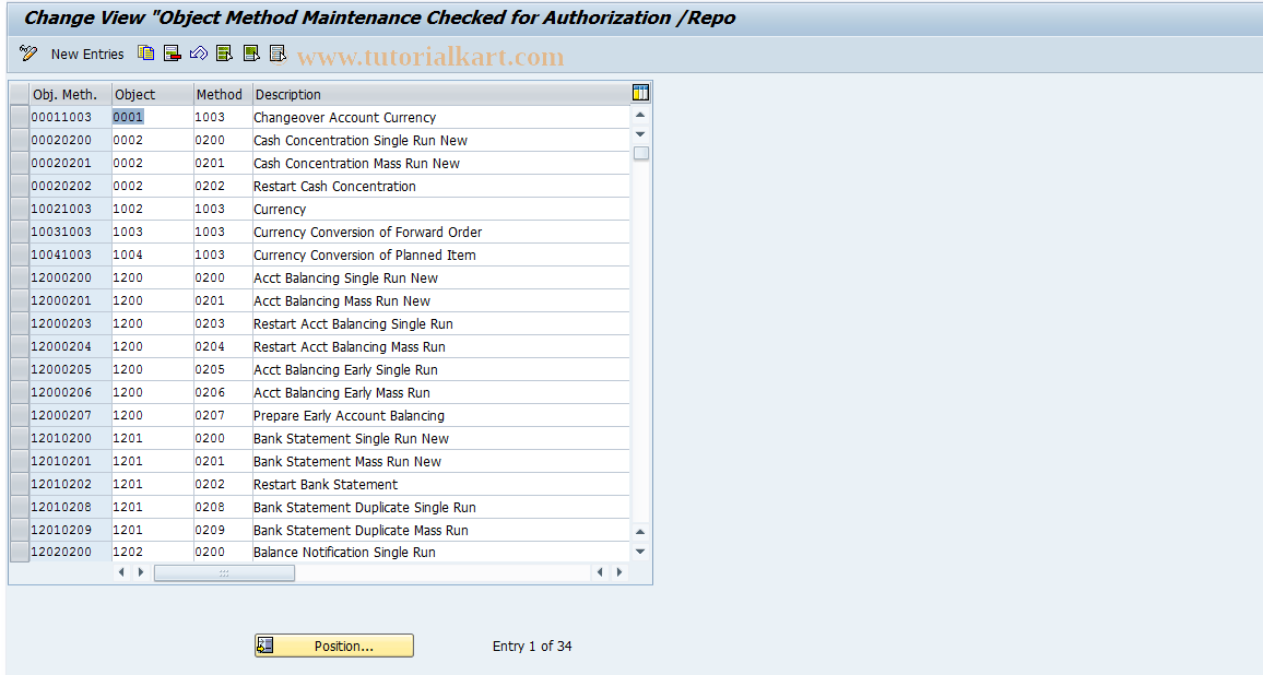 SAP TCode F9MREPOBJM - Table Maintenance Object Meth.Perio.Tasks