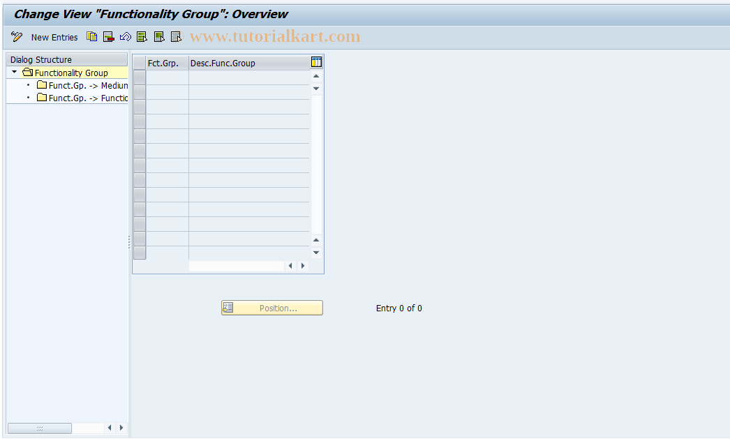 SAP TCode F9MS - Function Groups Maintenance