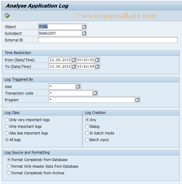 SAP TCode F9N19 - Balance Notification Application Log