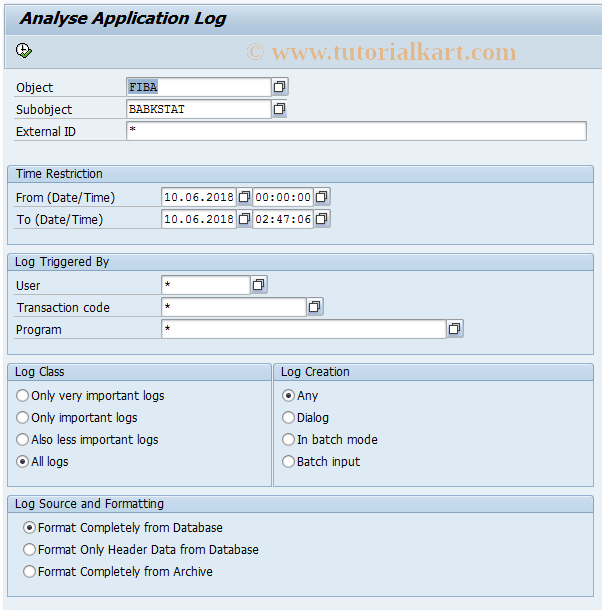 SAP TCode F9N3 - Application Log Bank Statement