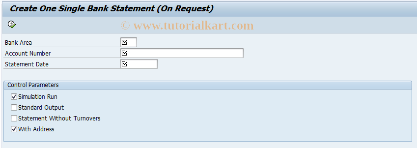 SAP TCode F9N7 - Bank Statement - Single Account