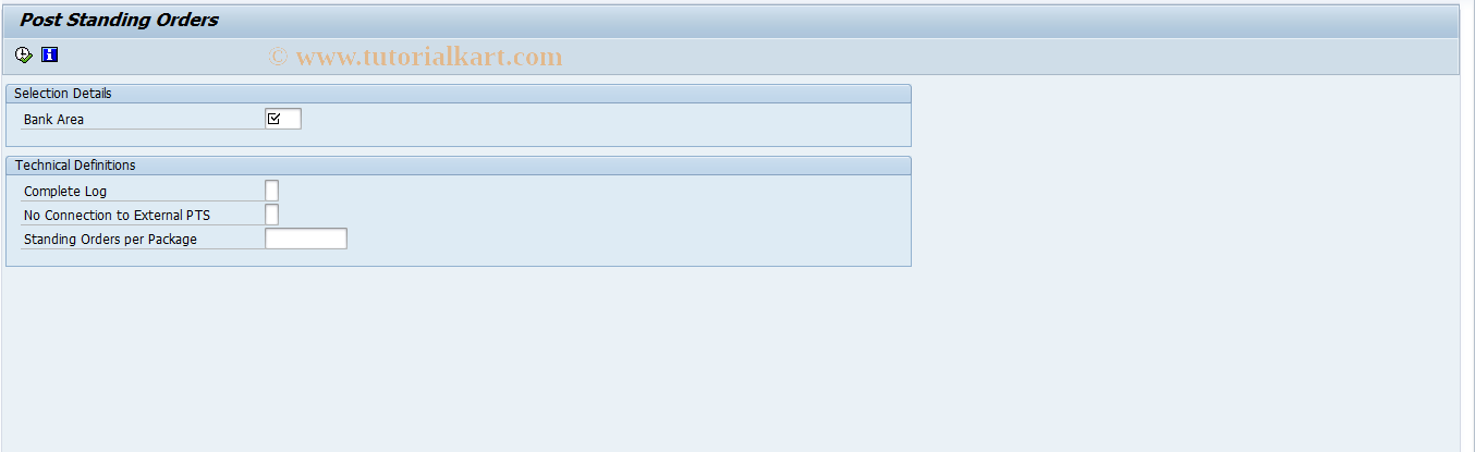 SAP TCode F9OGPAR - Post Standing Order Packages