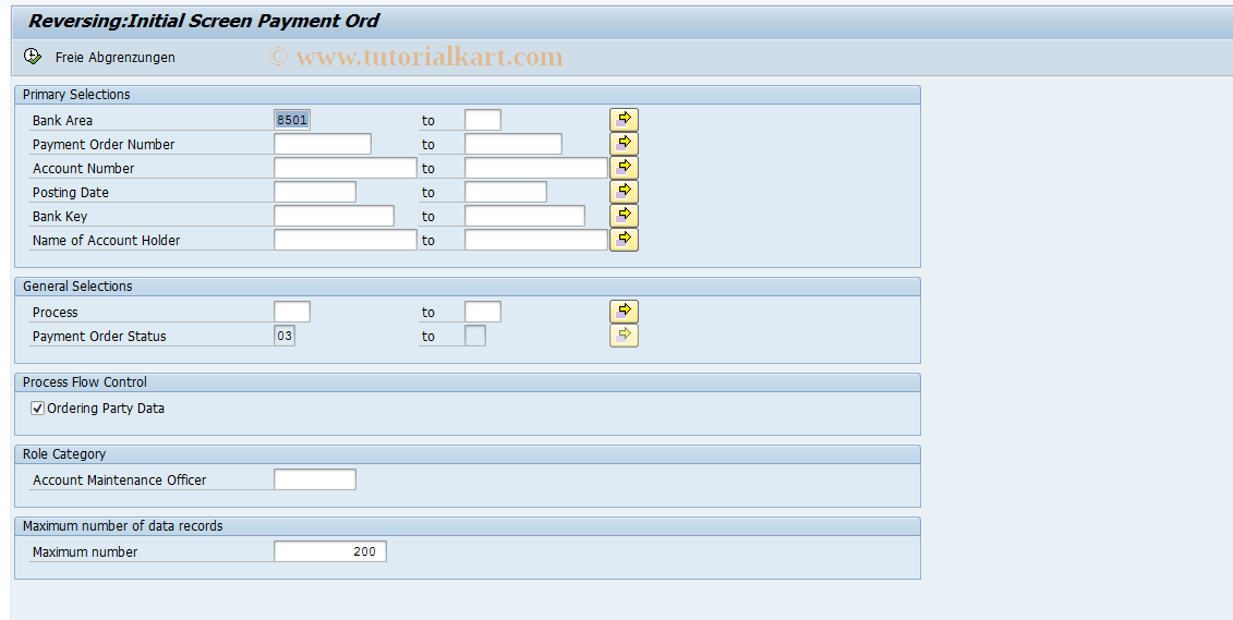 SAP TCode F9OI - Reverse Payment Order