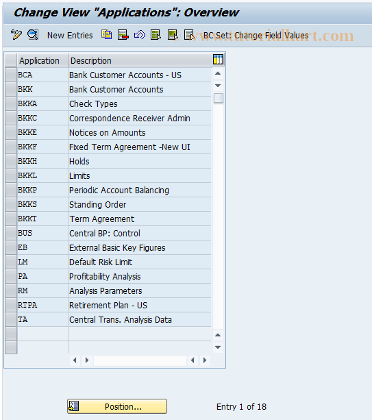 SAP TCode F9S1 - CA Control: Applications