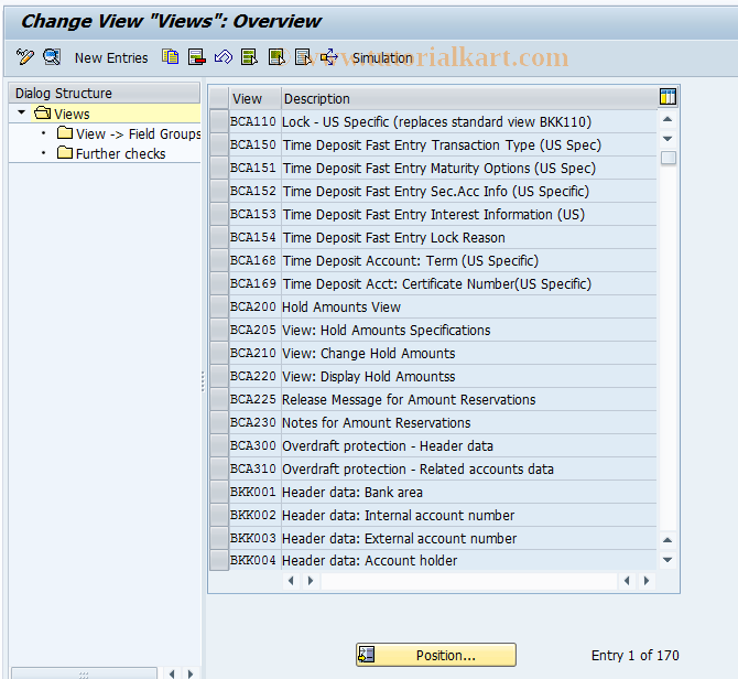 SAP TCode F9S3 - CA Control: Views