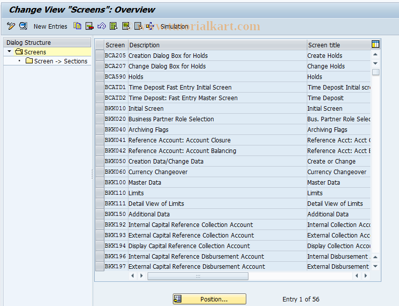 SAP TCode F9S5 - CA Control: Screens