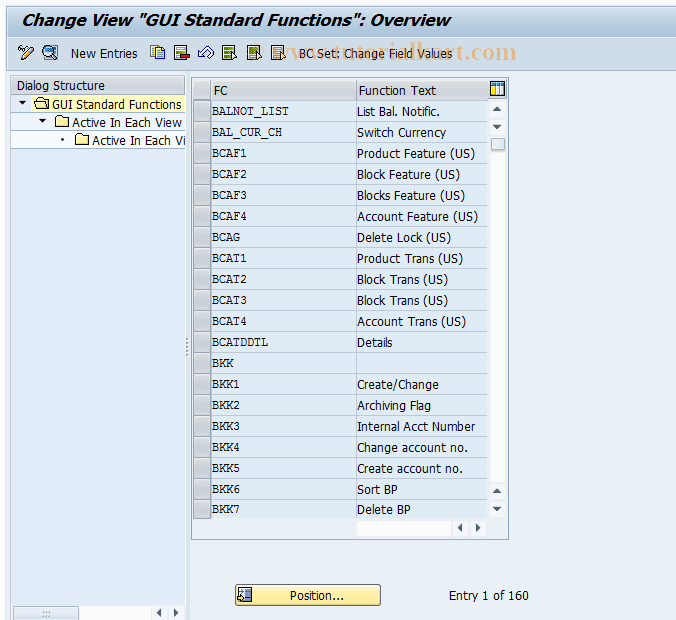 SAP TCode F9S8 - CA Control: CUA Standard Functions