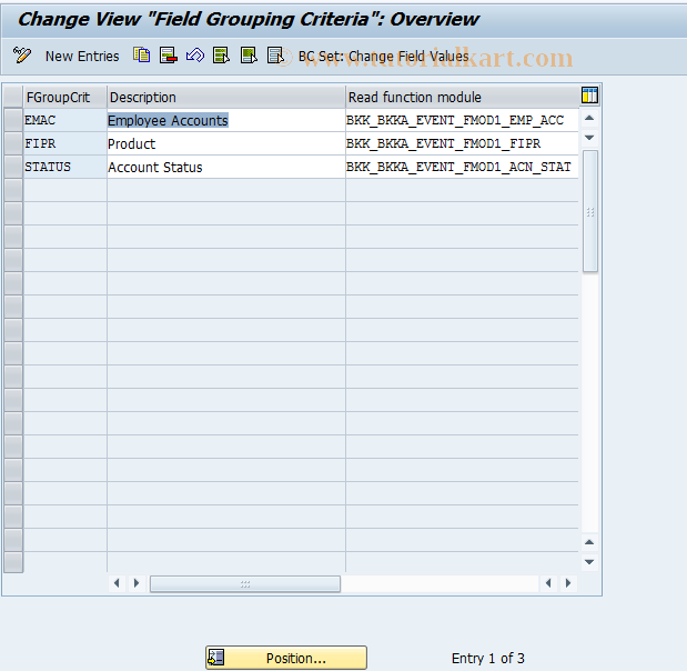 SAP TCode F9SC - CA Control: Field Modific. Criteria