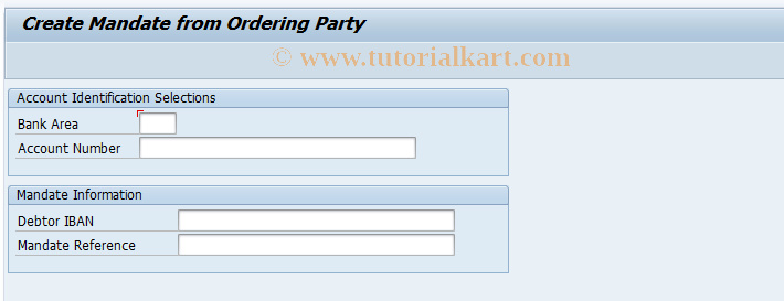SAP TCode F9SEPA_CR1 - Create Mandate for Ordering Party
