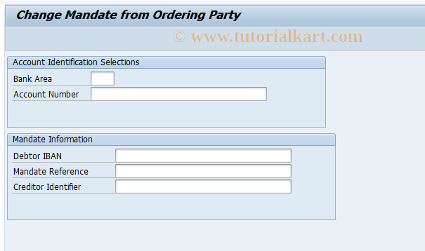 SAP TCode F9SEPA_CR2 - Change Mandate for Ordering Party