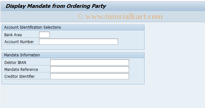 SAP TCode F9SEPA_CR3 - Display Mandate for Ordering Party