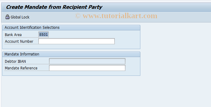 SAP TCode F9SEPA_DB1 - Create Mandate for Recipient Party