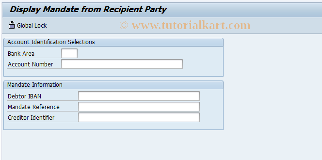 SAP TCode F9SEPA_DB3 - Display Mandate for Recipient Party