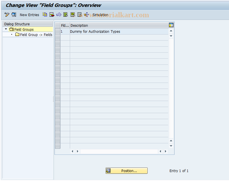 SAP TCode F9SJ - Condition Control: Field Groups