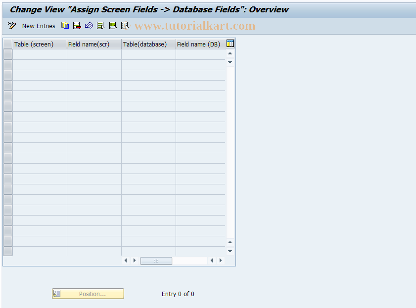 SAP TCode F9SK - Condition Control: Assign.Sc.Field.->DB Field