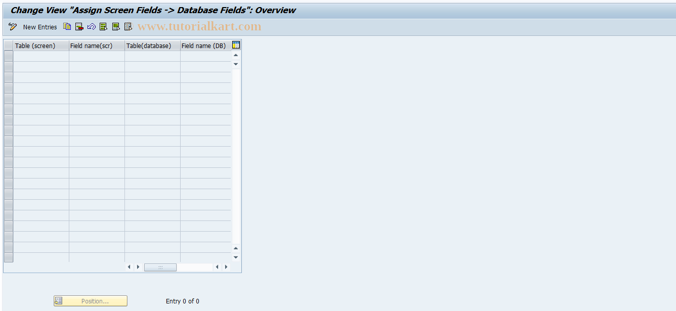 SAP TCode F9SN - PAIT Control: Scrn.Field. <-> DB Field