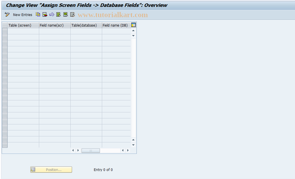 SAP TCode F9SO - Position Control: Scrn.Field.->DB Field.