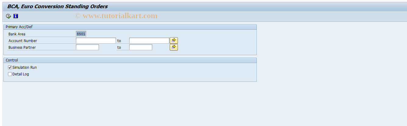 SAP TCode F9SOCC - Standing Order Currency Changeover