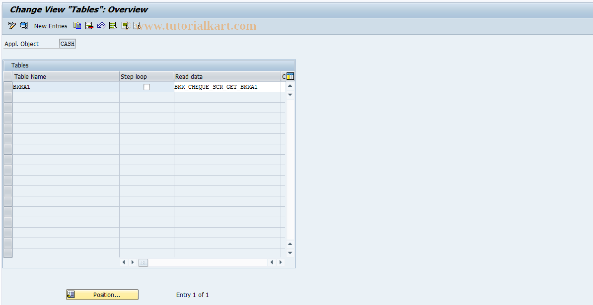 SAP TCode F9SP - Position Control: Table <-> Fun.Mod.