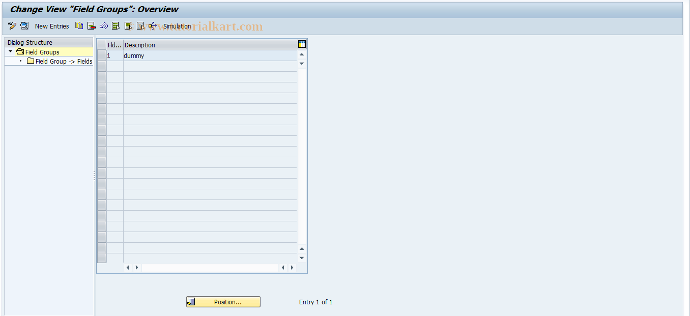 SAP TCode F9SR - PAOR Control: Field Groups