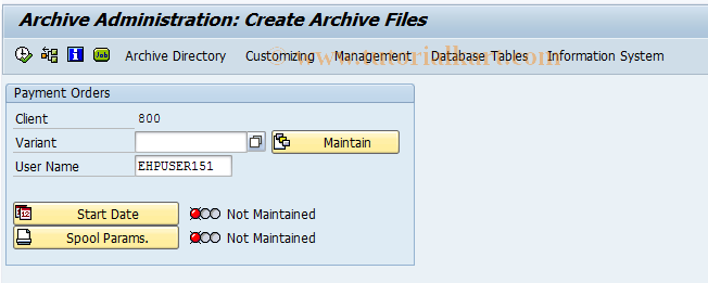 SAP TCode F9T0 - Archiving Payment Orders