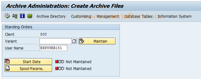 SAP TCode F9T5 - Archiving Standing Orders