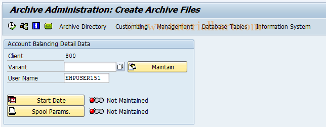 SAP TCode F9TK - Archiving Account .Bal.Detail Data