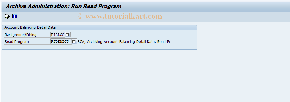 SAP TCode F9TN - Reading Account .Bal. Determination Data Archives