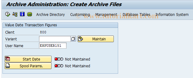 SAP TCode F9TP - Archiving Value Date Transaction Figures