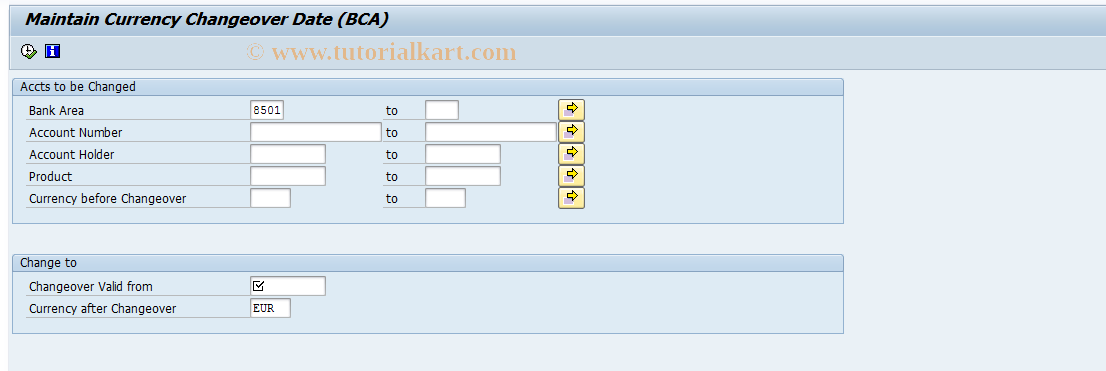 SAP TCode F9VW - Preparation of Currency Changeover