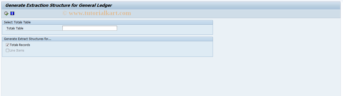 SAP TCode FAGLBW01 - Generate Gen. Ledger Extract Struct.