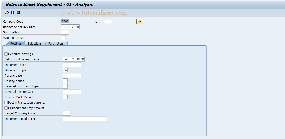 SAP TCode FAGLF101 - Sorted List/Regrouping