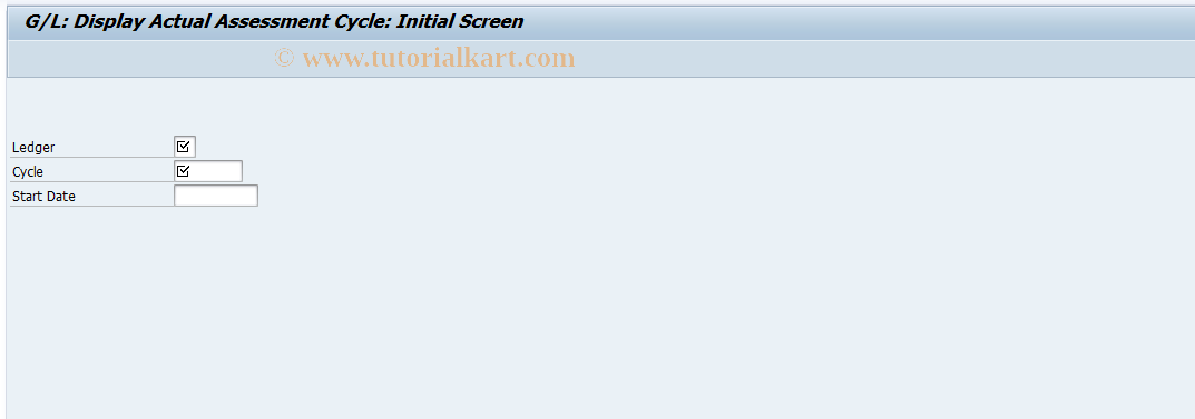 SAP TCode FAGLGA13 - Gen. Ledger: Display Actual Assessment