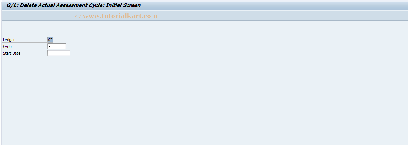 SAP TCode FAGLGA14 - Gen. Ledger: Delete Actual Assessment