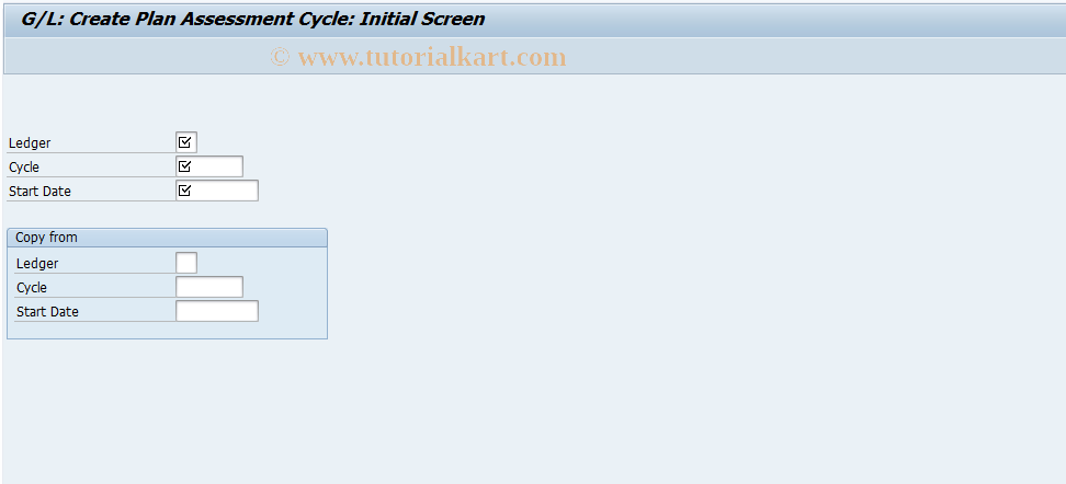 SAP TCode FAGLGA27 - Gen. Ledger: Create Plan Assessment