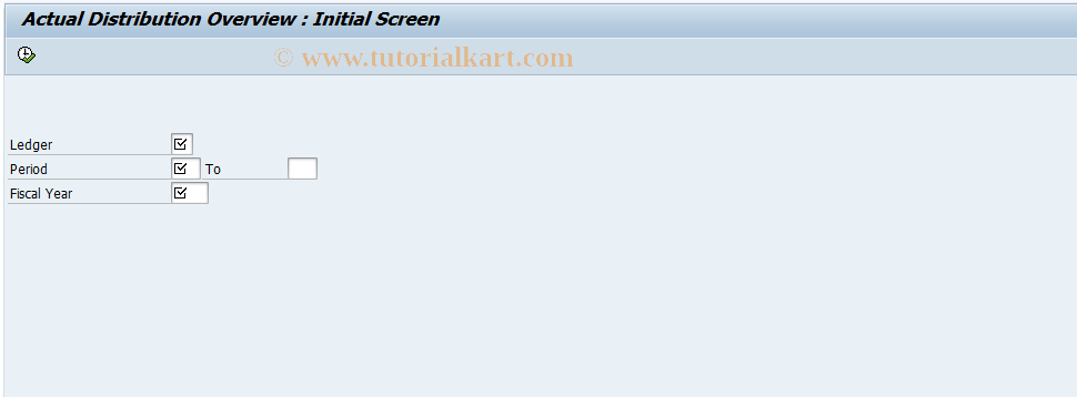 SAP TCode FAGLGA36 - Gen. Ledger: Actual Distrib. Overview