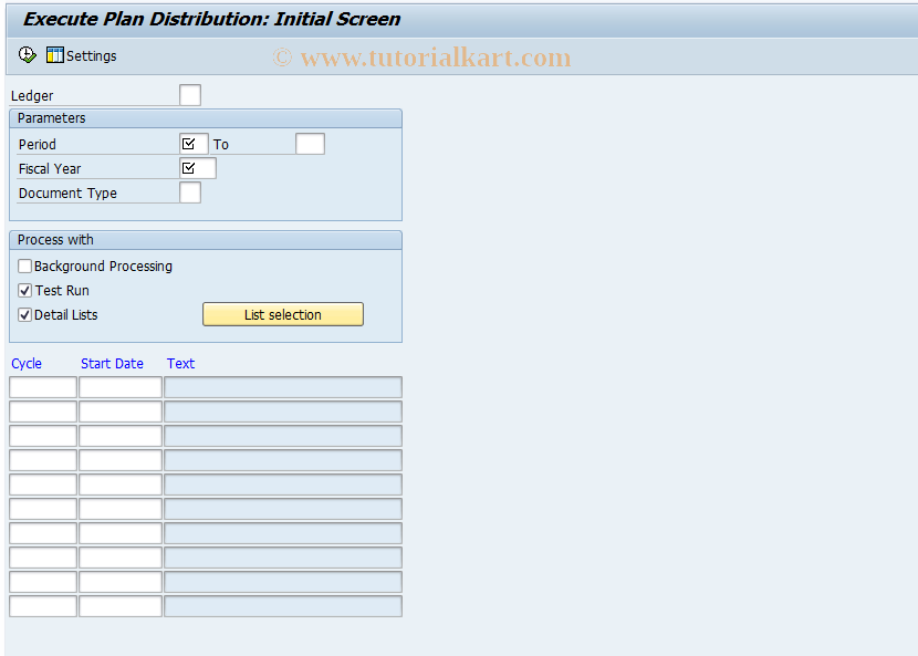 SAP TCode FAGLGA4B - Gen. Ledger:Execute PlanDistribution