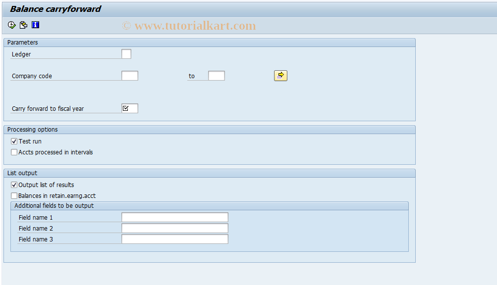 SAP TCode FAGLGVTR - G/L: Balance Carried Forward