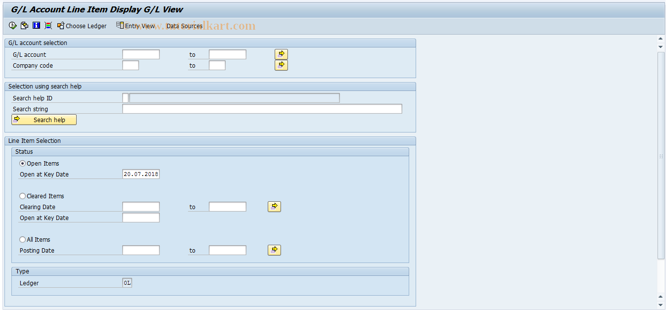 SAP TCode FAGLL03 - G/L Account Line Items (New)