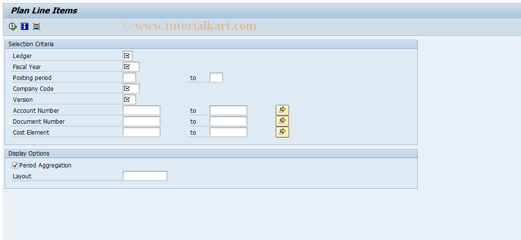 SAP TCode FAGLP03 - Display Plan Line Items