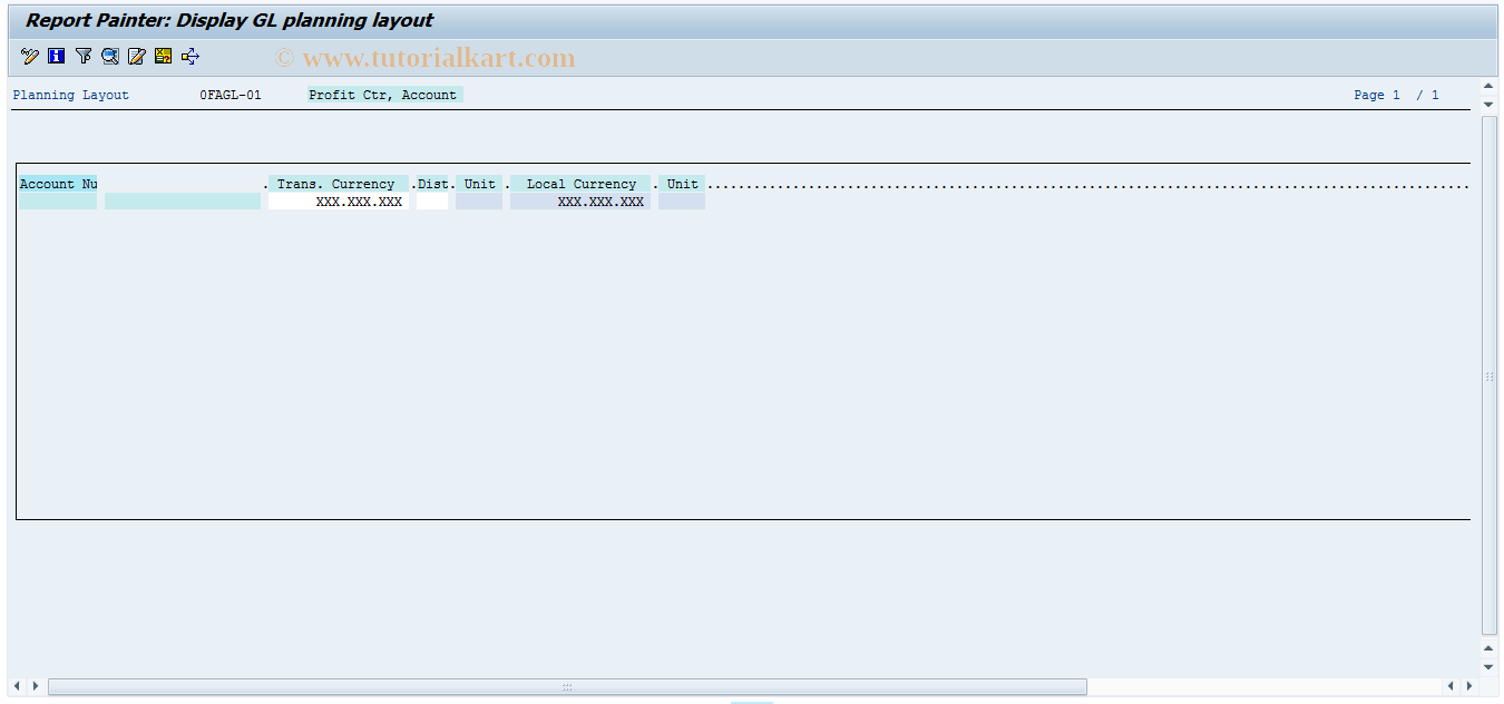 SAP TCode FAGLPLC - Gen. Ledger: Change Planning Layout