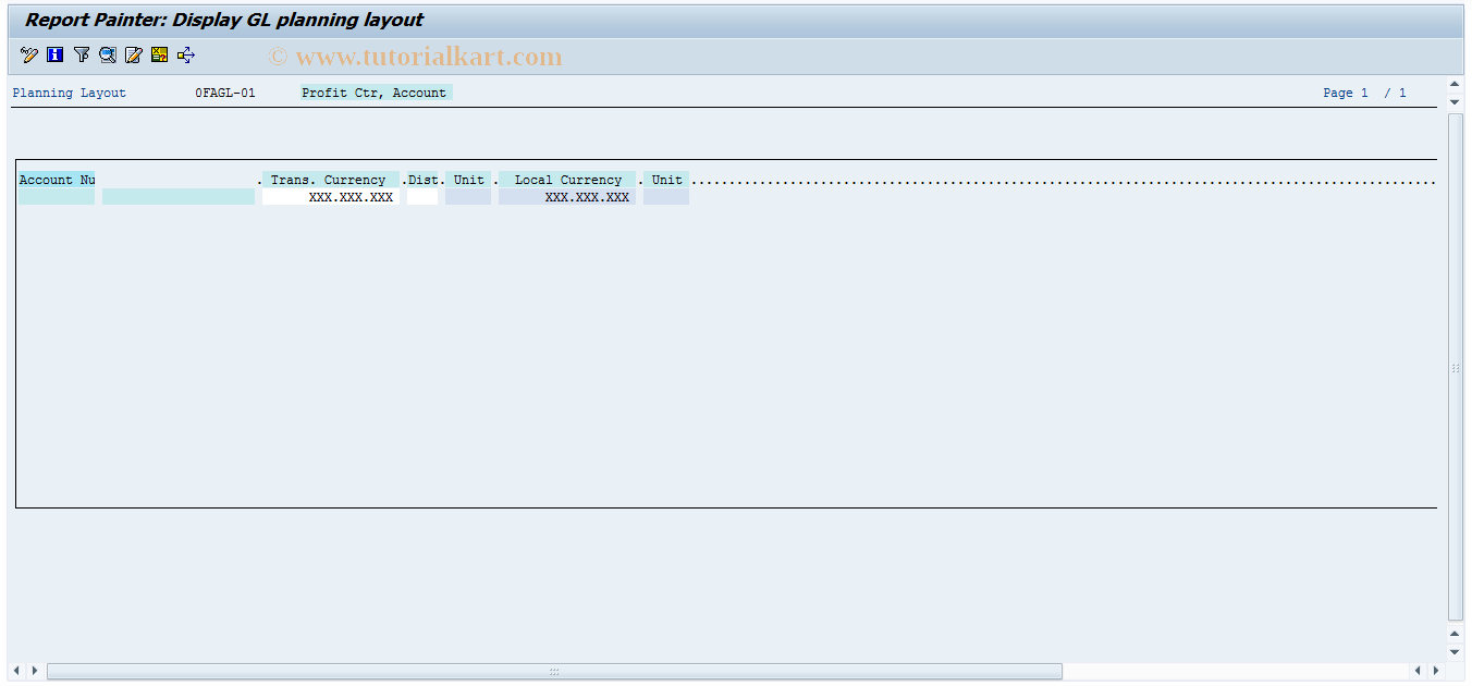 SAP TCode FAGLPLD - Gen. Ledger: Display Planning Layout