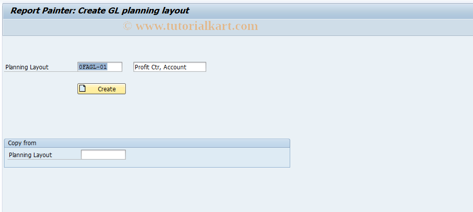 SAP TCode FAGLPLI - Gen. Ledger: Create Planning Layout