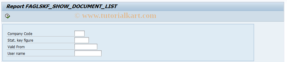 SAP TCode FAGLSKFR -  Statistical Key Figures: Rev. documentlist